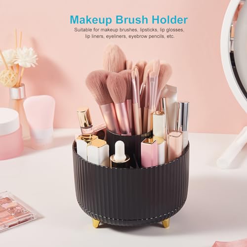 Image of 360 Degree Turntable Pen Holder Office Desk Organizer Multi-Functional Pencil Cup Desktop Stationary Organizer Storage for Office School Home (Black)