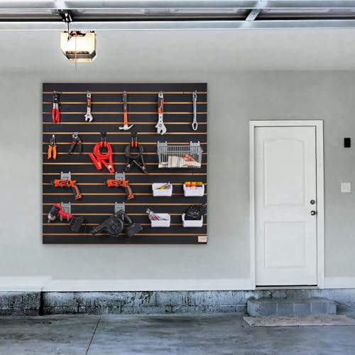 VEVOR 2er-Set Wandpanel Werkzeugwand 129,1x129,1cm Wandpaneel MDF Werkzeughalter Organizer, Lamellenwand Slatwall Stecktafel Pegboard Wandhalterung Ideal für Werkstatt Lager Keller Werkbank Garage