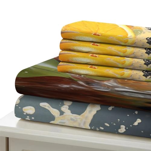 Linge de lit orange en microfibre douce pour chambre double chaleureuse - 6