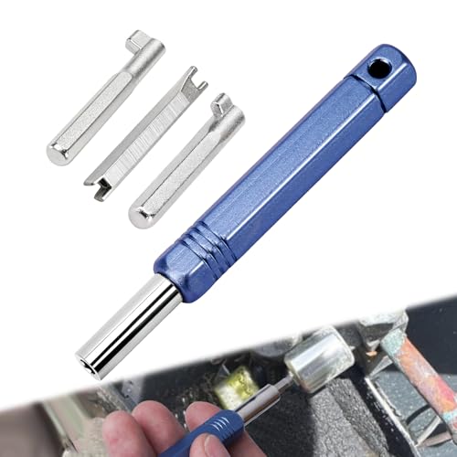 yernoiy HVAC Locking Cap Tool 4-in-1 Locking Cap Key for 410A & R22 Refrigerant Safety Caps Hardened Steel Removal & Installation Tool with Handle for AC Refrigerant Valve Service
