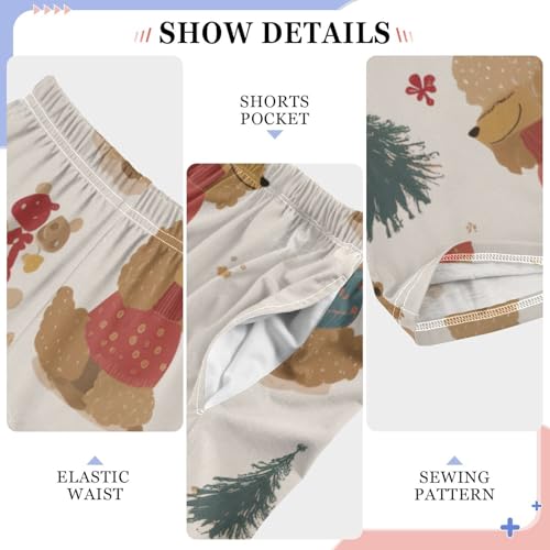 ZZXXB Christmas Poodle Tree Boys Long Pants Soft Trousers Elastic Waist Kids Lounge Bottoms with Pockets S-XL4