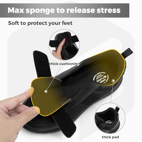 FitVille Mens Extra Wide Fit Diabetic Shoes with Adjustable Strap Breathable Walking Shoes For Swollen Feet - EasyTop StrapEase V4 X-Wide 10 UK Jet Black - Image 5