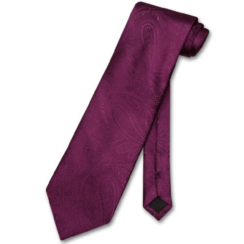 Vesuvio Napoli NeckTie EGGPLANT PURPLE Color Paisley Design Men's Neck Tie