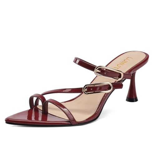 Image of Women's Stiletto Flip Flop Sandals Pointed Toe Open Toe Thin Strap Mules Comfortable Non Slip Soft Soled High Heeled Sandals Wedding Parties Slip On Dress Shoes