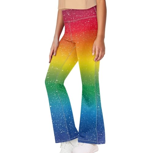 Rainbow Girl's Flared Yoga Pants High Waisted Trousers Bootcut Breathable Casual Pants Activewear Kids Bell Bottoms