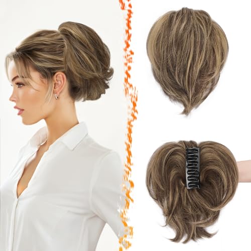 BARSDAR 2 PCS Messy Bun Hair Pieces + Claw Clip