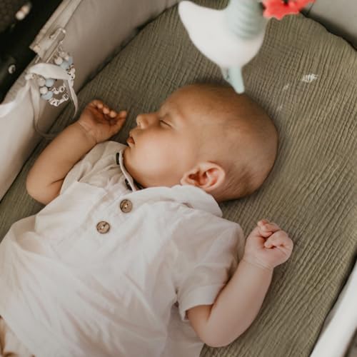 Image of lulumoon Muslin Bassinet Sheets Baby: Cotton Bedside Bassinet Sheets Fitted for Chicco Lullago Anywhere & Baby Bjorn Cradle