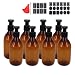 8 Pack 8OZ Empty Plastic Pump Lotion Bottles With 1 Pen, Labels & Silicone Funnel, Amber Color Lotion Dispenser With Locking Lotion Pump For Body Wash, Shampoo, Massage Lotion, Gel by ZMYBCPACK