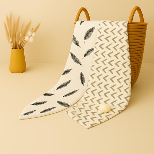 Image of Organic Cotton Muslin Pack of 2 Baby Bath Towel Cotton Cloth Premium Baby Washable, Reusable, Absorbent, Extra Soft 120 X 120 Cm Grey Wing & Half Zig Zag (Minor Manufacturing Irregularity)