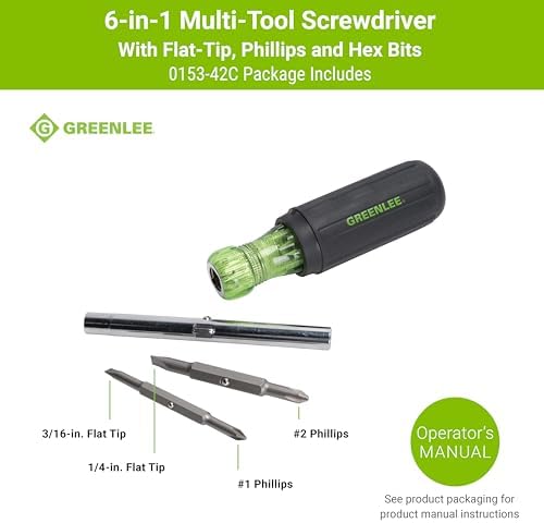 Greenlee 0153-42C 6-in-1 Multi-Tool Screwdriver with Flat-Tip, Phillips, and Hex Bits Alternate view