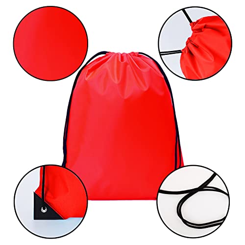 30 Pcs Drawstring Bags Bulk, Polyester Draw String Bags, Gym Sports Cinch Bag Drawstring Backpack For Women Men, Red #TOP2