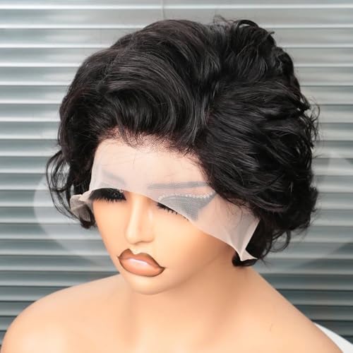 Peluca de cabello humano 13x4 con encaje frontal transparente y ondas naturales 6