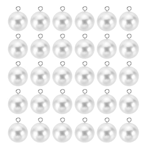 Image of PATIKIL 8mm Pearl Charm 100pcs Pearl Beads Pendant Charm Silvery White