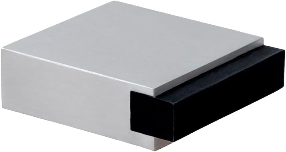 EVI Herrajes | Mini Adhesive Door Stop | 35 x 14 mm | Black Rubber | Square | Stainless Steel | Strong Adhesion | 100% Functional | Mod. 197/25x14-AM