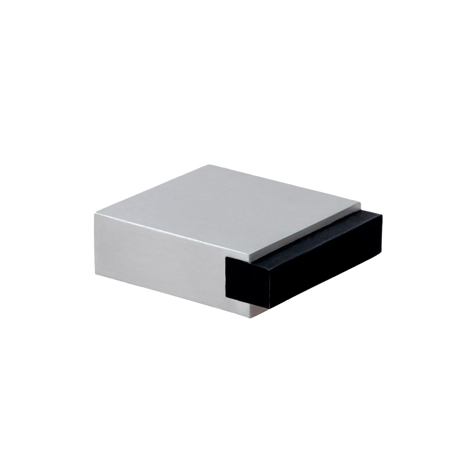 Evi Herrajes Inox Matte - Black Rubber Square Door Stop, Adhesive, Stainless Steel, Black Rubber, Ref. I-197/35X14