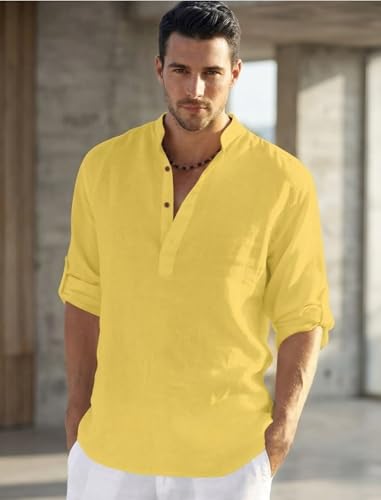Image of Men's Kurta || Chinese Collar Long Sleeves || Straight Hip Length Kurtas || Short Kurta for Men || for Festival || Function || Occasion Wear Fancy Kurta for || Best Gifts for Men