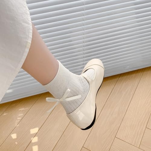 Image of Women's Bow Crew Socks - Cotton Sweet Lolita Dress Breathable Soft Girls' Socks - 3 Pairs