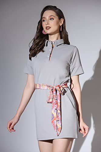 Image of Leriya Fashion Women's Comfortable Lycra Printed Collar Neck Regular Sleeve Solid Midi Body-con Casual Western Stylish Dress | Short Midi Dress for Women.