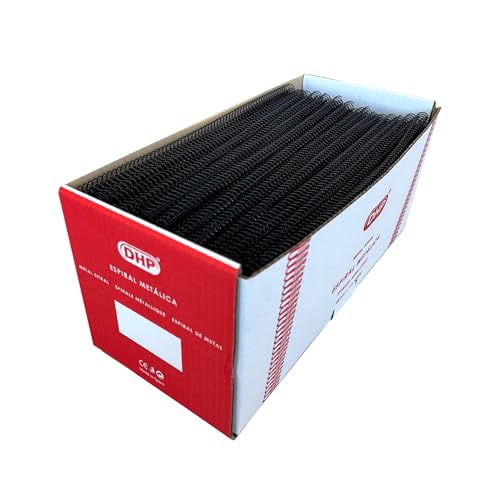 DHP - Espiral Metálica para encuadernar, paso 5:1, 8 mm, Negro (Caja 100 unidades)