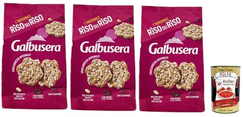 Galbusera RisosuRiso panetti con riso Venere, riso integrale soffiato e semi di papavero, crackers mit Venus -Reis, Puffs Full Rice und Mohnsamen, 3x 200g + Italian Gourmet polpa 400g
