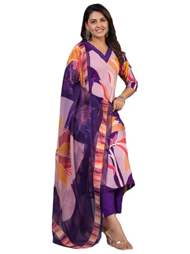 Image of GoSriKi Women's Rayon Blend Kurta with Pant & Dupatta