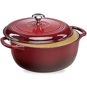 Best Choice Products 7.5 Quart Enamel Cast-Iron Round Dutch Oven, Family Style Heavy-Duty Pre-Seasoned Cookware for Home, Kitchen, Dining Room, Oven Safe w/Lid, Dual Handles – Red