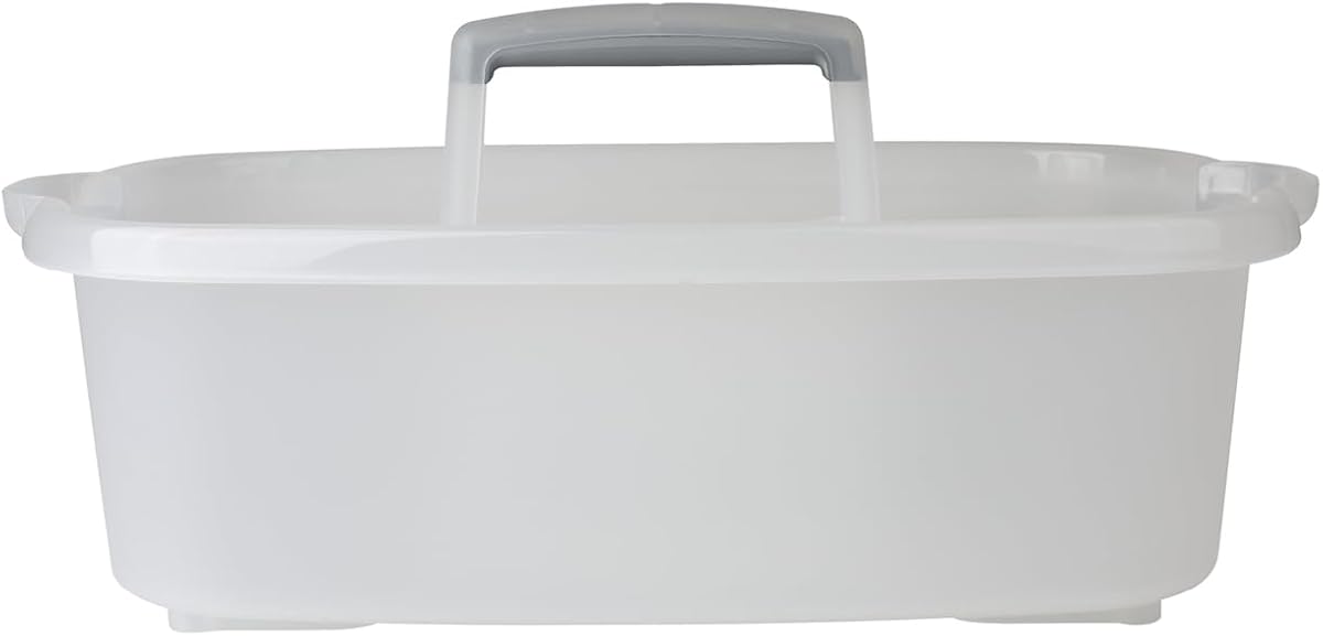 Casabella Carrito de almacenamiento de limpieza multiusos de plástico con asa, 1.5 galones, transparente