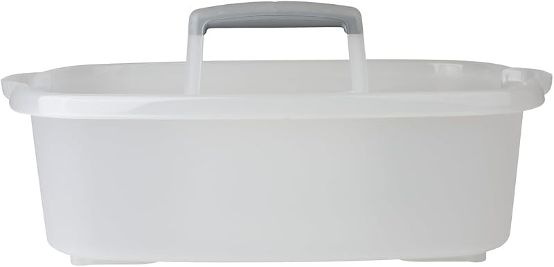 Casabella Carrito de almacenamiento de limpieza multiusos de plástico con asa, 1.5 galones, transparente