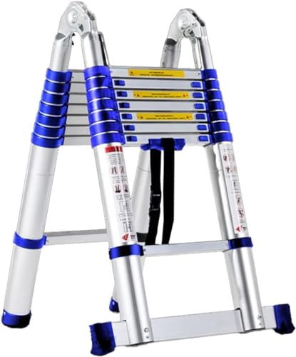 Escalera telescópica – Escalera de extensión retráctil con marco en A, compacta y plegable para mantenimiento de edificios al aire libre