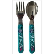 Zak Designs Vampirina 2pc Childrens Flatware Set  Melamine, Lavender, Glossy, Dishwasher Safe