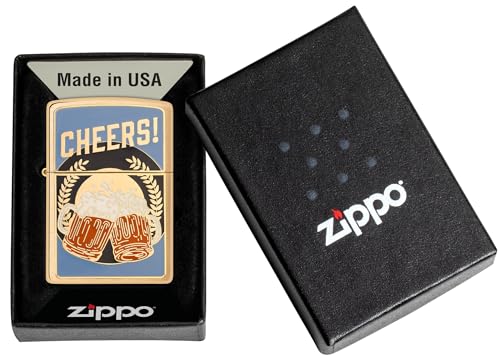 Mechero Zippo resistente al viento de latón con diseño de cerveza 6