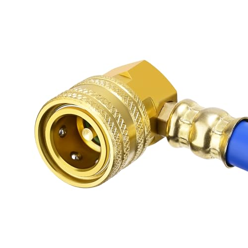 Image of Refrigerator Freon Recharge Kit, R134A AC Refrigerant Charge Hose Set with Pressure Gauge,1 /2 inch Acme, A /C Recharge Measuring U-Hose Can Tap, Perfect for Car AC Air Conditioning Refrigerant