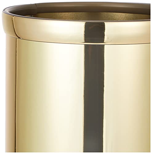Image of Kraftware Mylar Round Waste Basket, 11 inch, Polished Brass Color