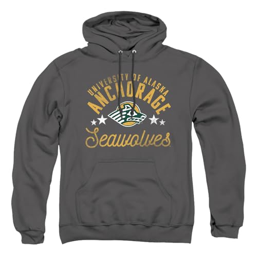 University of Alaska Anchorage Official Seawolves Unisex Adult Pull-Over Hoodie,Charcoal, Large