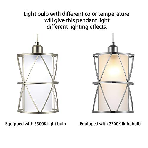 KLOSM Modern Mini Pendant Light in Brushed Nickel Finish with Frosted Glass Shade 1-Light Adjustable Cylinder Pendant Lighting Fixture for Kitchen Island Sink Dining Room Counter Farmhouse - Image 4