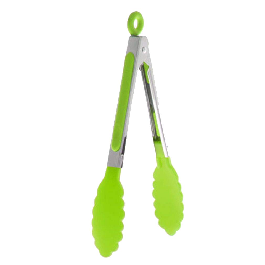 Junhouse Green Kitchen Premium Silicone Food Tongs For Cooking, Serving, Barbecue, Buffet, Salad, Ice, Oven