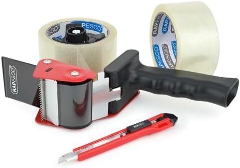 Rapesco 1557 Germ-Savvy Antibacterial, 960 Tape Dispenser with 2 Clear Packing Tapes & Cutter