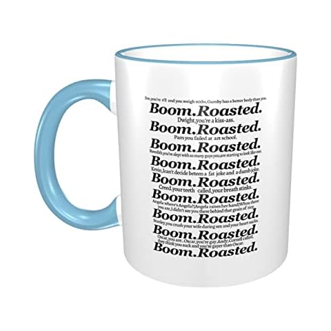 Boom Roasted The Office Mug, Coffee Mugs, Tea Cup 11oz Ceramic,Edge Color Coffee Mug Tea Cup Sky Bluemugs Cover