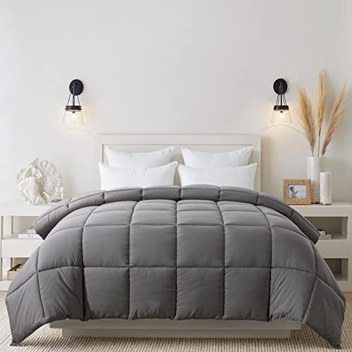 Cosybay Down Alternative Comforter (Dark Grey, Full) - All Season Soft Quilted Full Size Bed Comforter - Reversible Lightweight Duvet Insert With Corner Tabs - Winter Summer Warm Fluffy, 82X86 Inches #TOP6