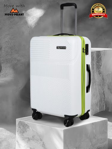 Image of Move-Meant VOYAGEWARE Small Cabin & Medium Check-in Suitcase | 55 Cm & 66 Cm | 360 Degree 8 Wheels Number Lock Polycarbonate Off White Trolley Bag | Luggage for Travel - Pack of 2