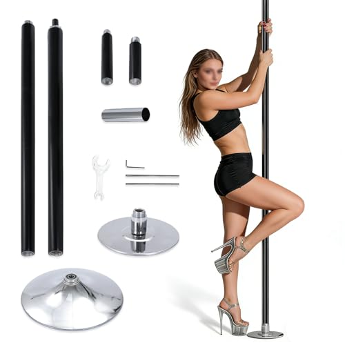 WTRYRN Barra de Stripper portátil, Barra giratoria para Bailar, Montaje rápido, sin perforación, Altura Ajustable para el hogar, Dormitorio, Estudio Black
