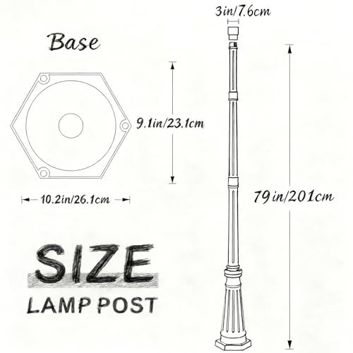79\" Black Cast Aluminum Street Light Pole, 4-Section Adjustable Lamp Post with Threaded Knob Connection & 3\" Universal Adapter Cap For Outdoor Porch, Patio, Yard, Garden, Driveway (Light Not Included)