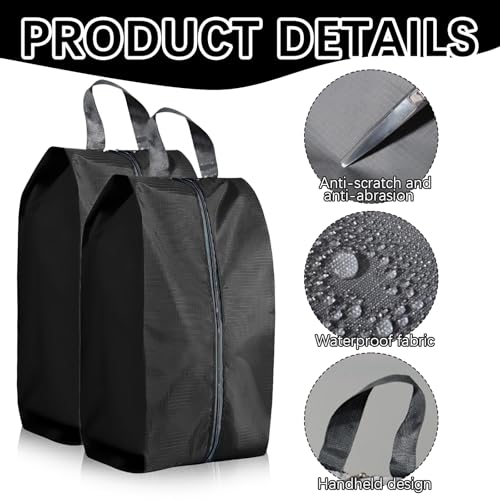 6 Stück Schuhbeutel Reise, Wasserdicht Schuhtasche mit Reißverschluss Staubdicht Shoe Bag Schuhsack Schuhtaschen Organizer für Reisen Oder Zuhause-Aufbewahrung (Schwarz, Grau)