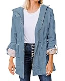 thefabland Women's Zip Up Military Jacket Drawstring Hooded Windbreaker Winter Coats Anorak