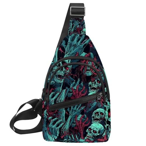 Mochila cruzada multicolor con manos zombi de Halloween con correa ajustable