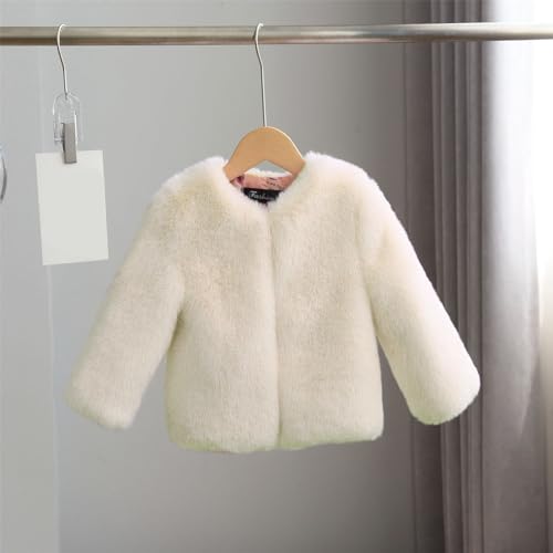 Moonker Baby Girls Faux Fur Coat Fuzzy Plush Cardigan Toddler Kids Winter Fleece Jacket Warm Outwear Windproof3
