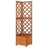 Ccslina Eck-Spalier mit Pflanzkasten 40x40x150cm aus massivem Tannenholz für Garten Balkon Terrasse robust wetterfest mit Rankhilfe und Bewässerungssystem