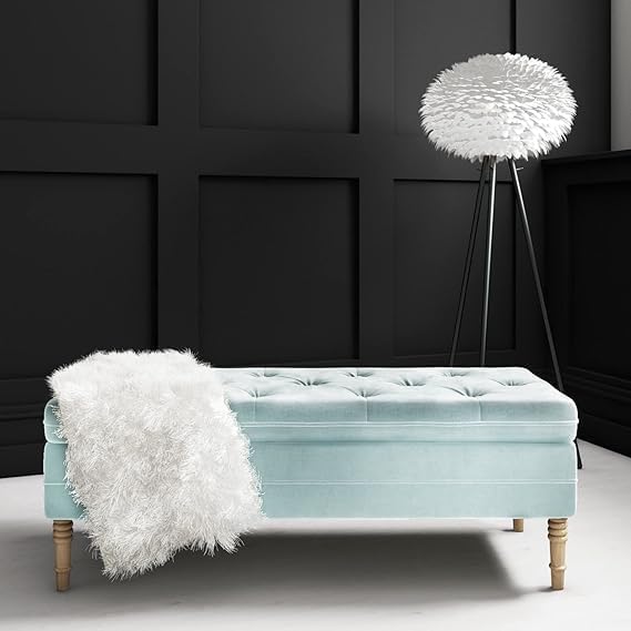 ONE LEGACY Velvet Storage Ottoman Bench, Tufted Bed End Bench with Wooden Legs, 131 cm x 46 cm with Elegant Design, Perfect for Bed End Or Living Room-image-11