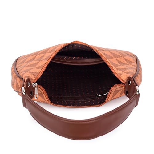 Image of K London Women's Vegan Leather Half Moon Bag | Stylish Black Shoulder Hobo | Compact Baguette Purse for Office, Casual, Party & Travel Use
