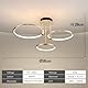 YYUTLUO LED Deckenleuchte, Ø56cm Goldener Metallkreis Kronleuchter, 60W Stufenlos Dimmbar 3000–6000K Moderner Runder Galvanisierter Anhänger Schlafzimmer Wohnzimmer Kinder Büro Arbeitszimmer (3 Ringe)